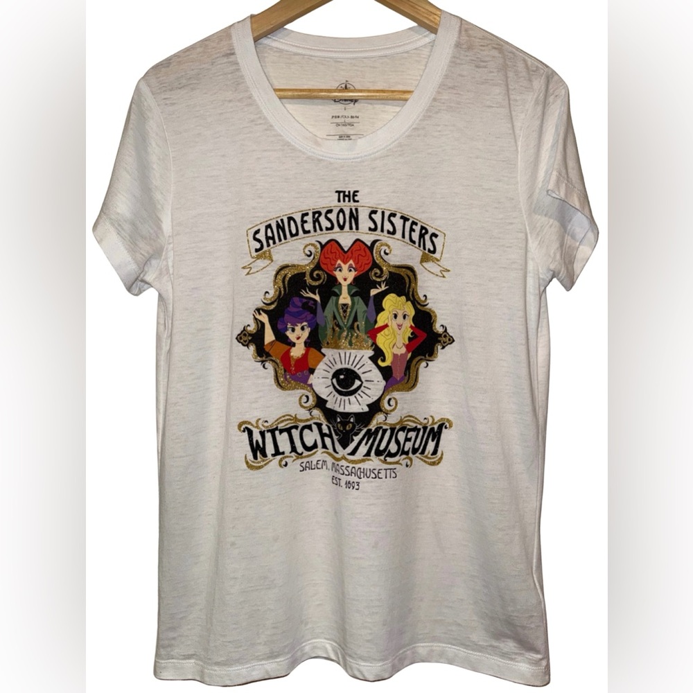 Disney Hocus Pocus Cotton Blend Graphic Tee Sanderson Sisters Size S Glitter
